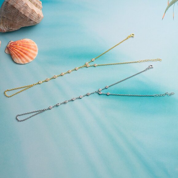 Dainty Hand Chain Bracelet 14K Gold Plated Hand Chain Bracelet 925 sterling silv - Picture 4 of 4